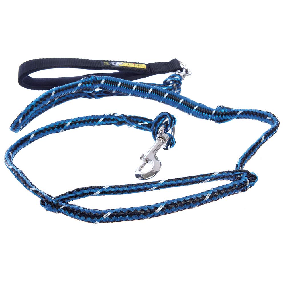 Alpine Outfitters Urban Trail Jogger's Leash with Detachable Padded Handle for Hand-Held or Hands-Free Use, Traffic Handle and Blue/Black/Reflective Weave