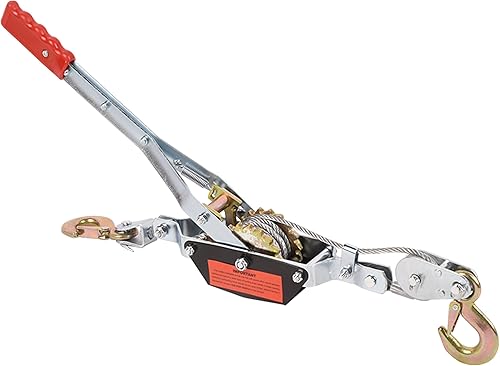 Cabrestante resistente de 2 toneladas4400 libras, extractor de potencia de doble engranaje, 2 ganchos, cable de acero y mango antideslizante,