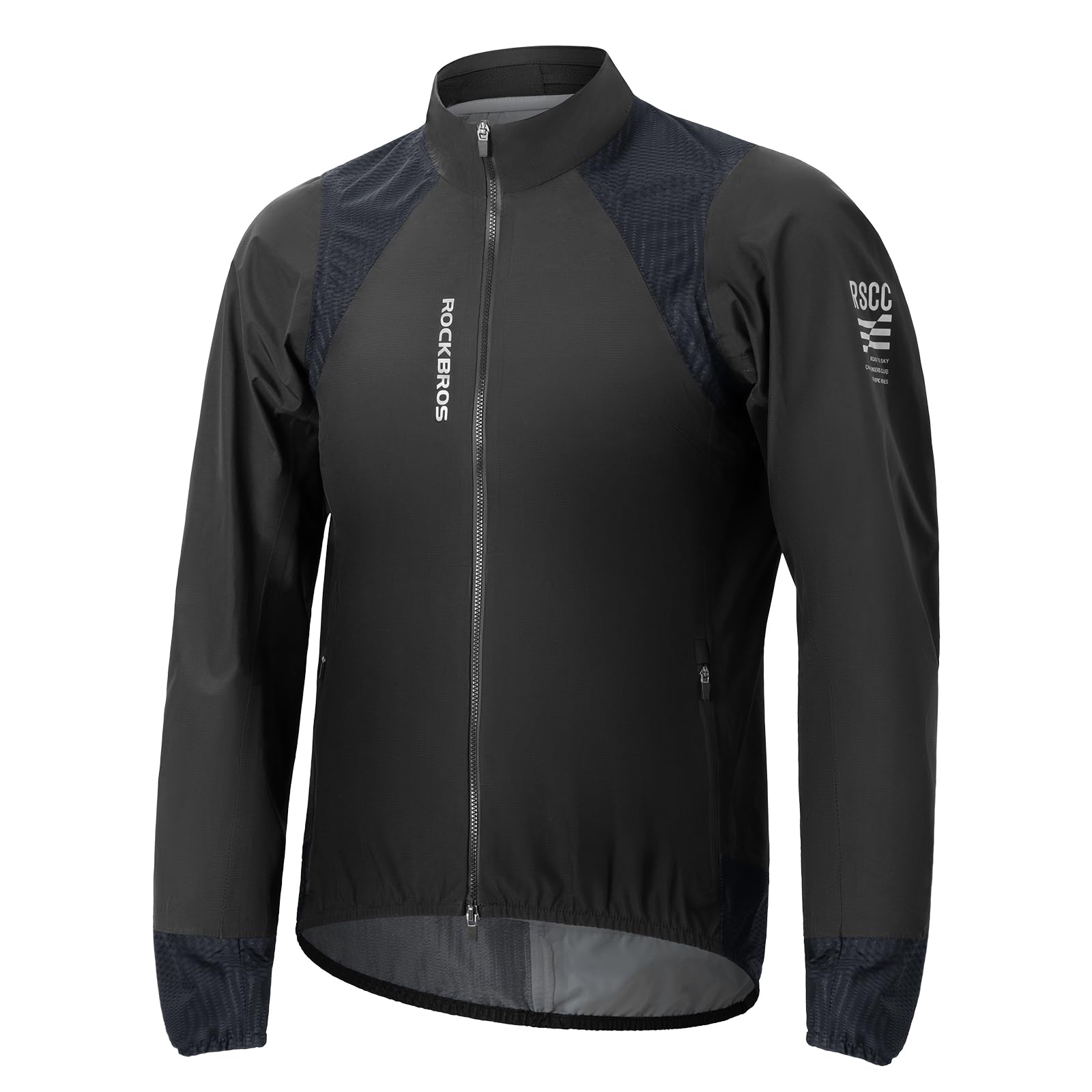 ROCKBROS Regenjacke Herren Wasserdicht Atmungsaktiv Leicht, Mit Reflektierenden Details, Winddicht TPU Windjacke Regenmantel, Fahrradjacke für Radfahren Wandern Laufen, Schwarz