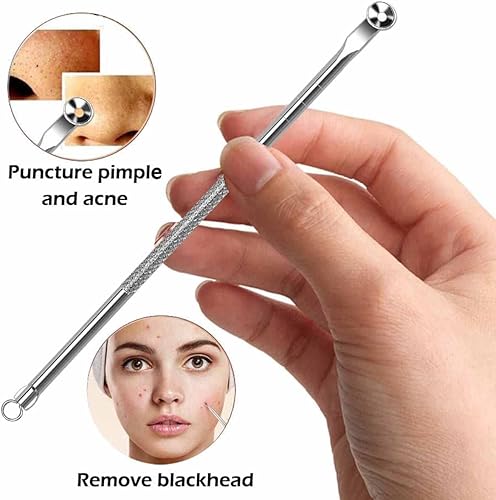 Miniatura 3 de Kit de herramientas para eliminar puntos negros, kit de 9 piezas, herramienta profesional de extracción de espinillas de acero inoxidable