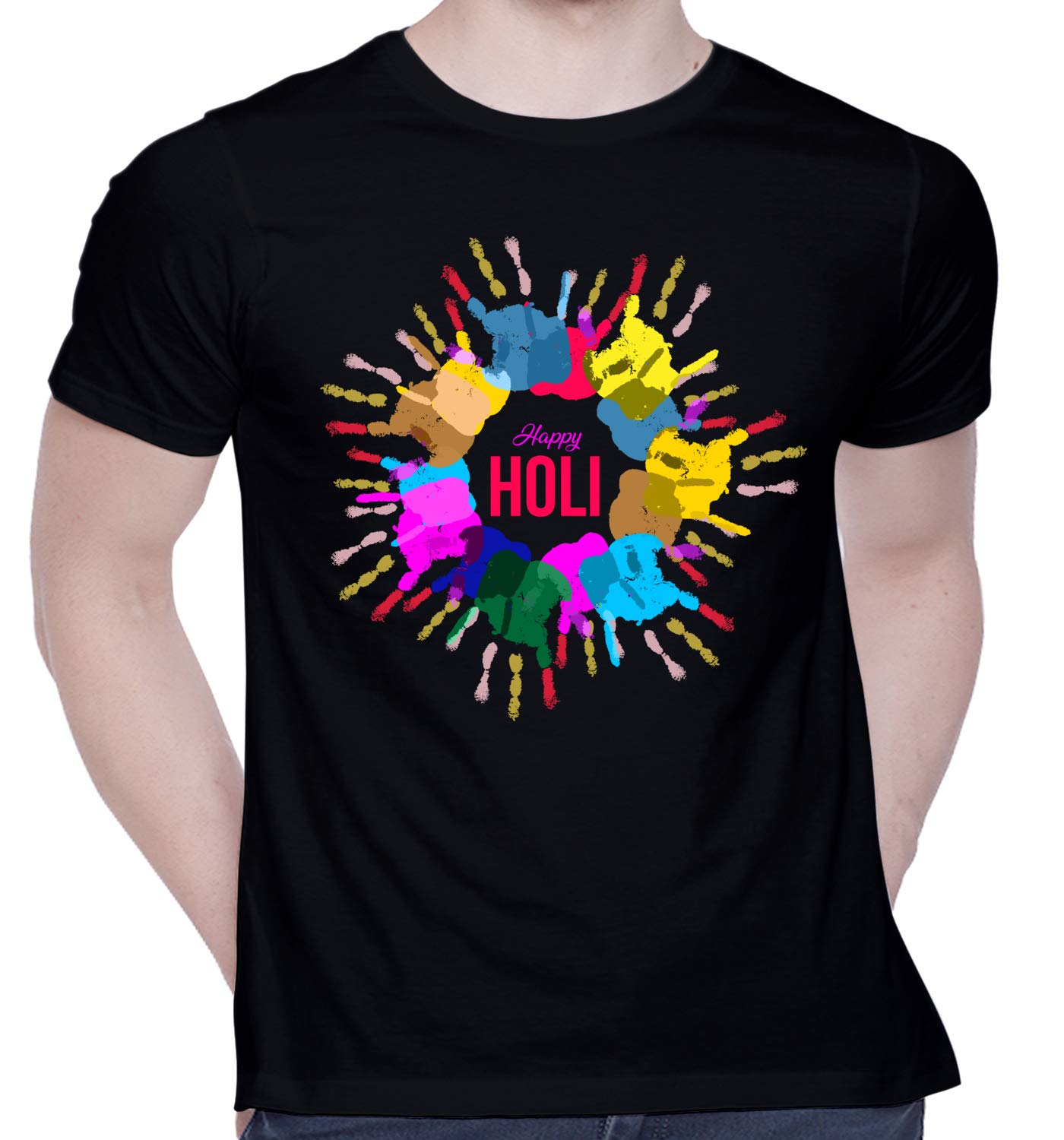 CreativiTGraphic Printed T-Shirt for Unisex Holi Tshirt | Casual Half Sleeve Round Neck T-Shirt | 100% Cotton | D00306-1