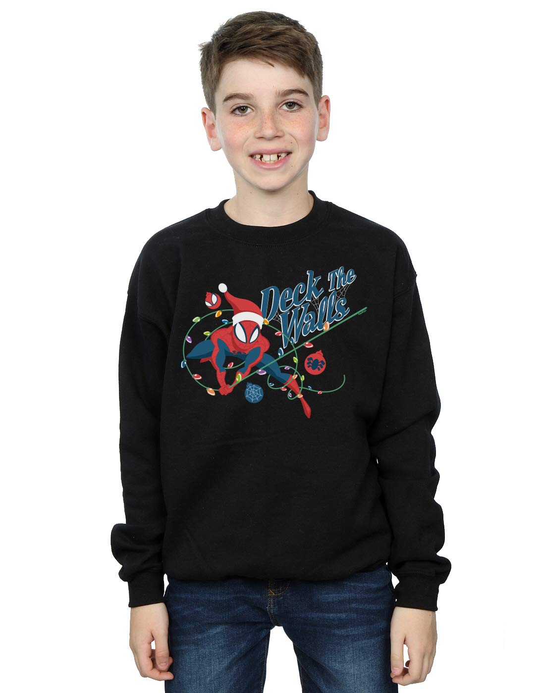Absolute Cult Boys Black Marvel Spider-Man Deck The Walls Sweatshirt 3-4 Years
