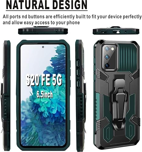 Miniatura 2 de Folmeikat Funda para Samsung Galaxy S20 FE 5G, Galaxy S20 FE 2020, con protector de pantalla HD de grado militar con clip para cinturón y soporte