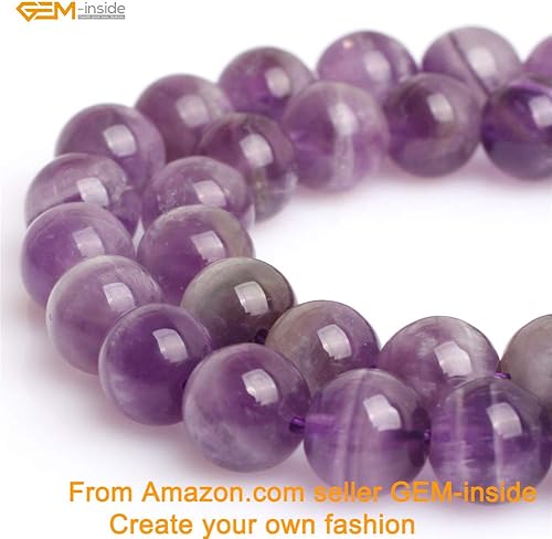 Miniatura 3 de GEM-Inside - Cuentas sueltas de amatista de color natural mezclado de 0.315 pulgadas (0.315 in), cuentas redondas de piedra energética para