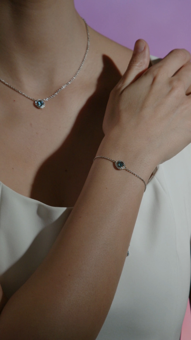 Swarovski Angelic Square bracelet, Blue, Rhodium plated, from