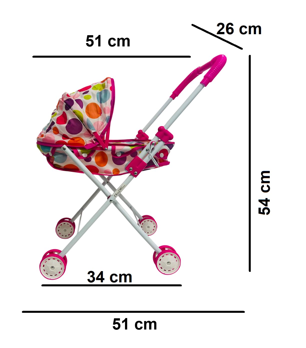 Puppenwagen mit faltbarem Verdeck Metall Kunststoff Faltbarer Kinderwagen für Mädchen Spielzeug Mädchen Kinderwagen für Puppen Kinderwagen Kinderwagen (CARROZZINAMETAL)