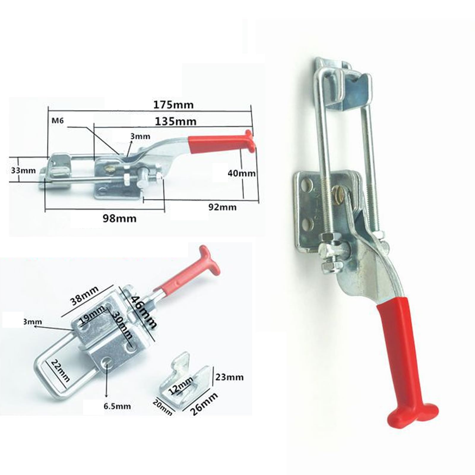 SHENRUZENG Toggle Clamp, Set of 4 Metal Toggle Latches, Adjustable Toggle Clamping Clamp for Cabinet Door, Box - Image 2