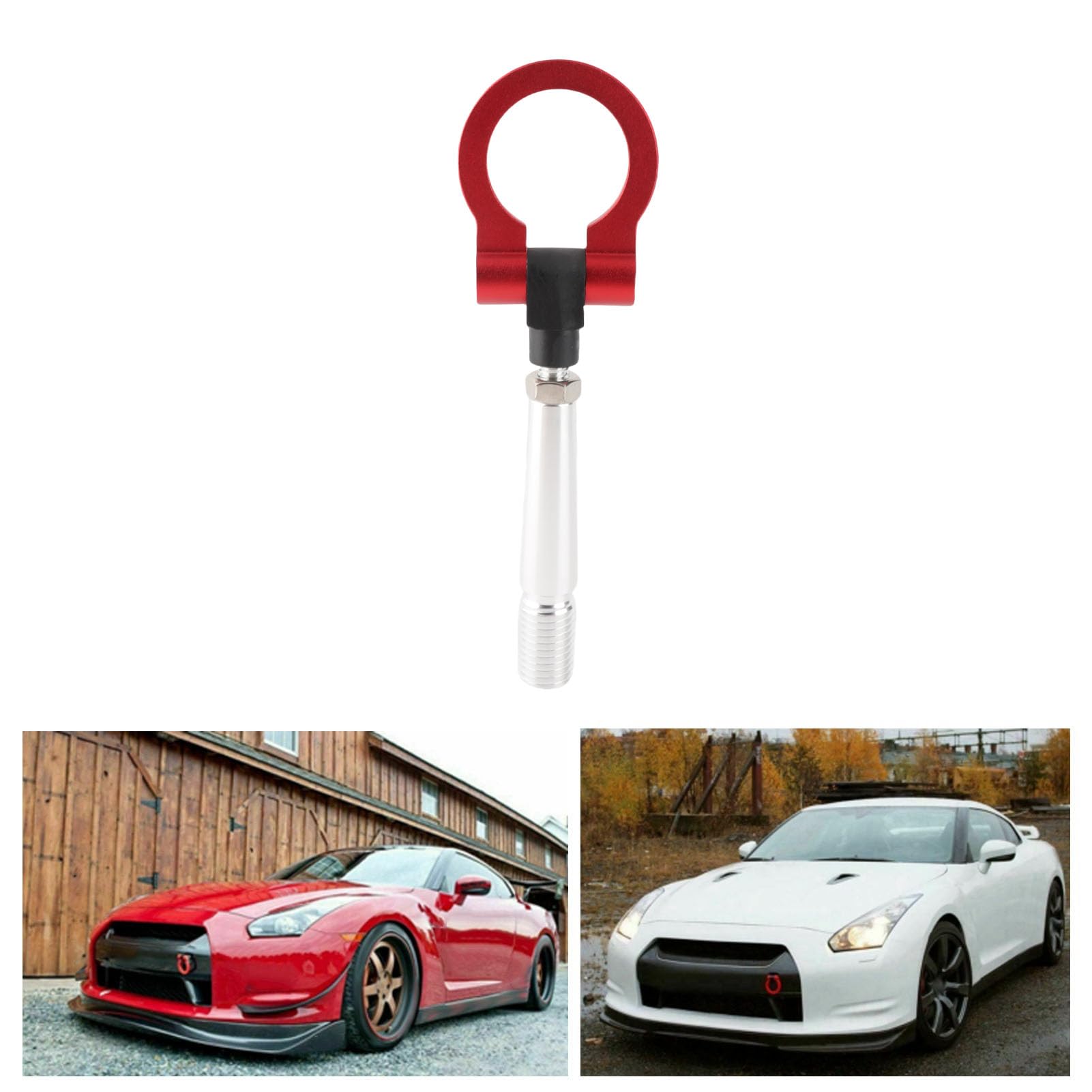 Qiilu Gancio di traino per auto, gancio di traino anteriore posteriore per anello di traino a vite stile JDM adatto per FX35/FX45/FX50 QX70(Rosso)