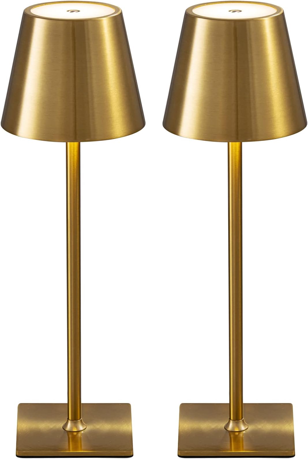 Cordless Table Lamp, 5000mAh Portable LED Desk Lamp, 3 Colors Stepless Dimmable, for Restaurant, Bedroom, Bar, Outdoor Party, Camping, Cafe (2 Pack) (Gold)