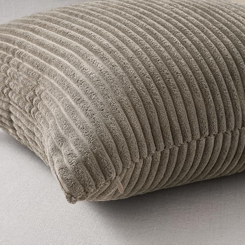 Image of Topfinel 4 Packs Natural Decorative Throw Pillows Covers 22x22 Inch for Living Room Couch Bed Sofa, Rustic Farmhouse Boho Neutral Home Decor, Soft Plush Striped Corduroy Square Cushion Case 40x40 cm