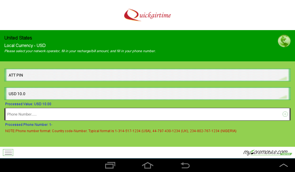 Quick Airtime App on the Amazon Appstore