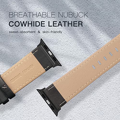 EDIMENS Leather Bands Compatible with Apple Watch 49mm 45mm 42mm 44mm Band Men Women, Vintage Genuine Leather Wristband Replacement Band Compatible for Apple Watch iwatch Series 9 8 7 6 5 4 3 2 1 SE2 by EDIMENS - Used condition - Image 4