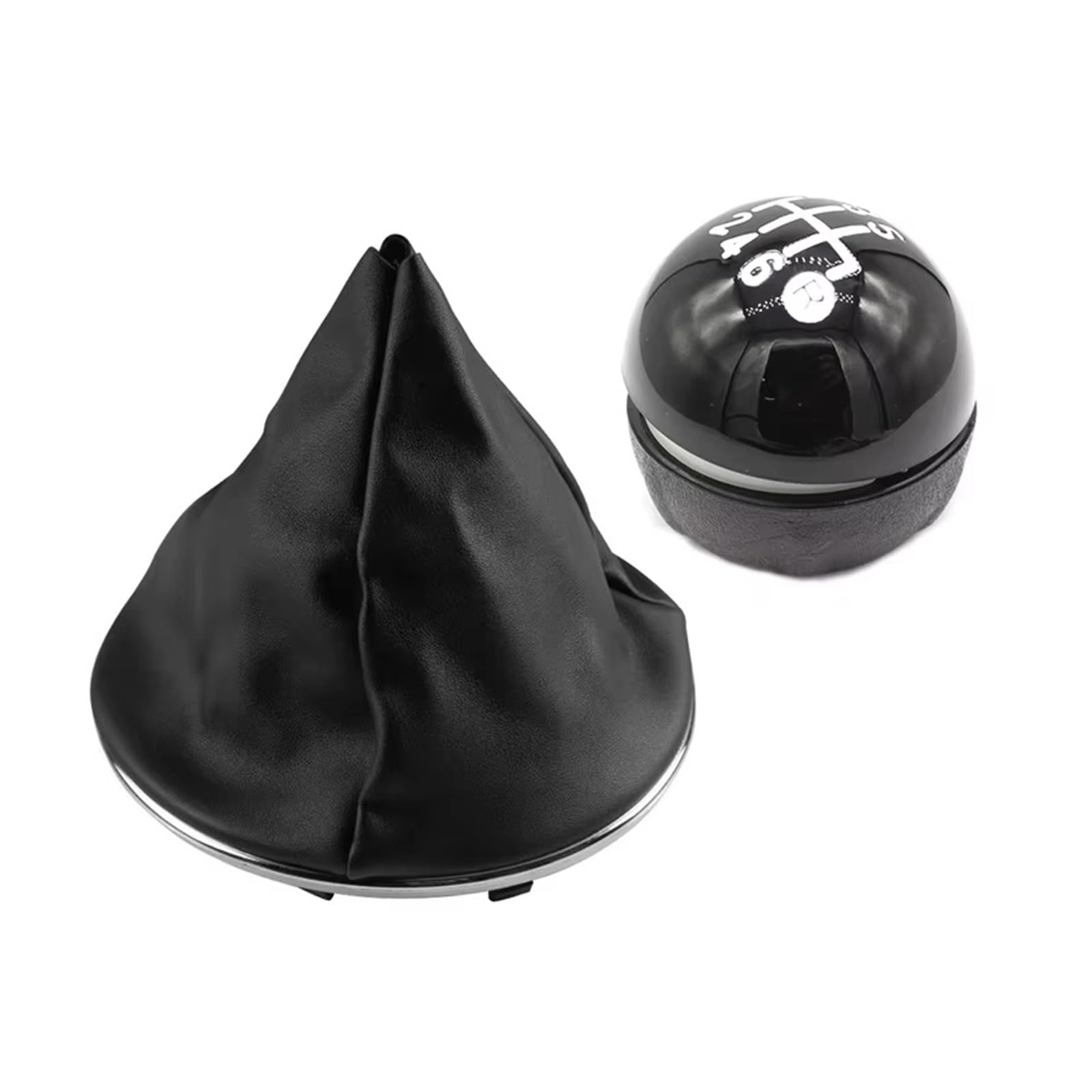 GHQFROP Transmission Gear Shift Knob for Fiat for 500 for 500C 2007-2018 5/6 Speed Gear Shift Knob Head Shifter Gaitor Boot Cover Car Gear Stick Knob(2Pcs Black 6speed)
