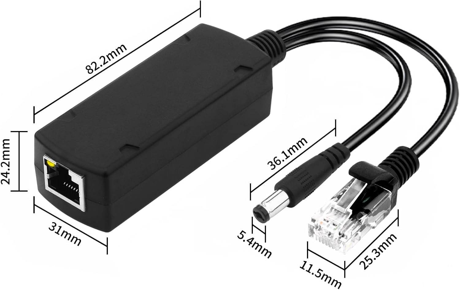 Gigabit 48V to 12V/1A Waterproof PoE Splitter, 100/1000Mbps Power Over Ethernet Splitter DC 5521 with IEEE 802.3af/at Standard Compliant, Plug and Play for Security System, VoIP , 2 Pack