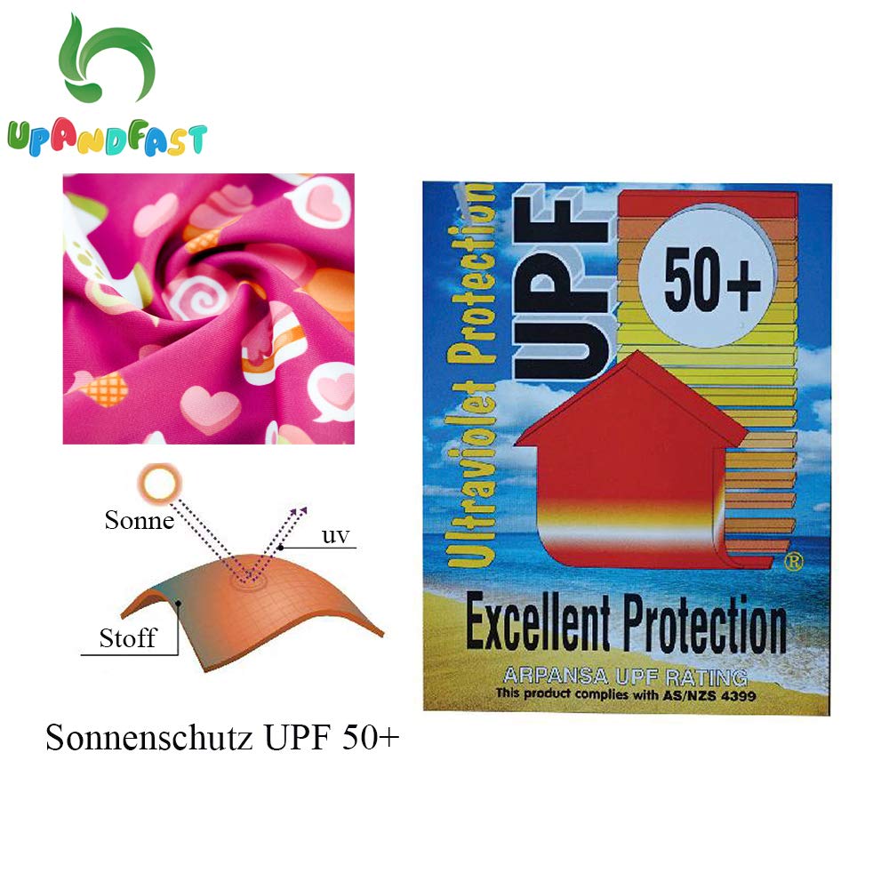 upandfast UPF50 + Sonnenschutz Langärmlige, schnell trocknende Badebekleidung für Baby(Rosarot,9-12 Monate)