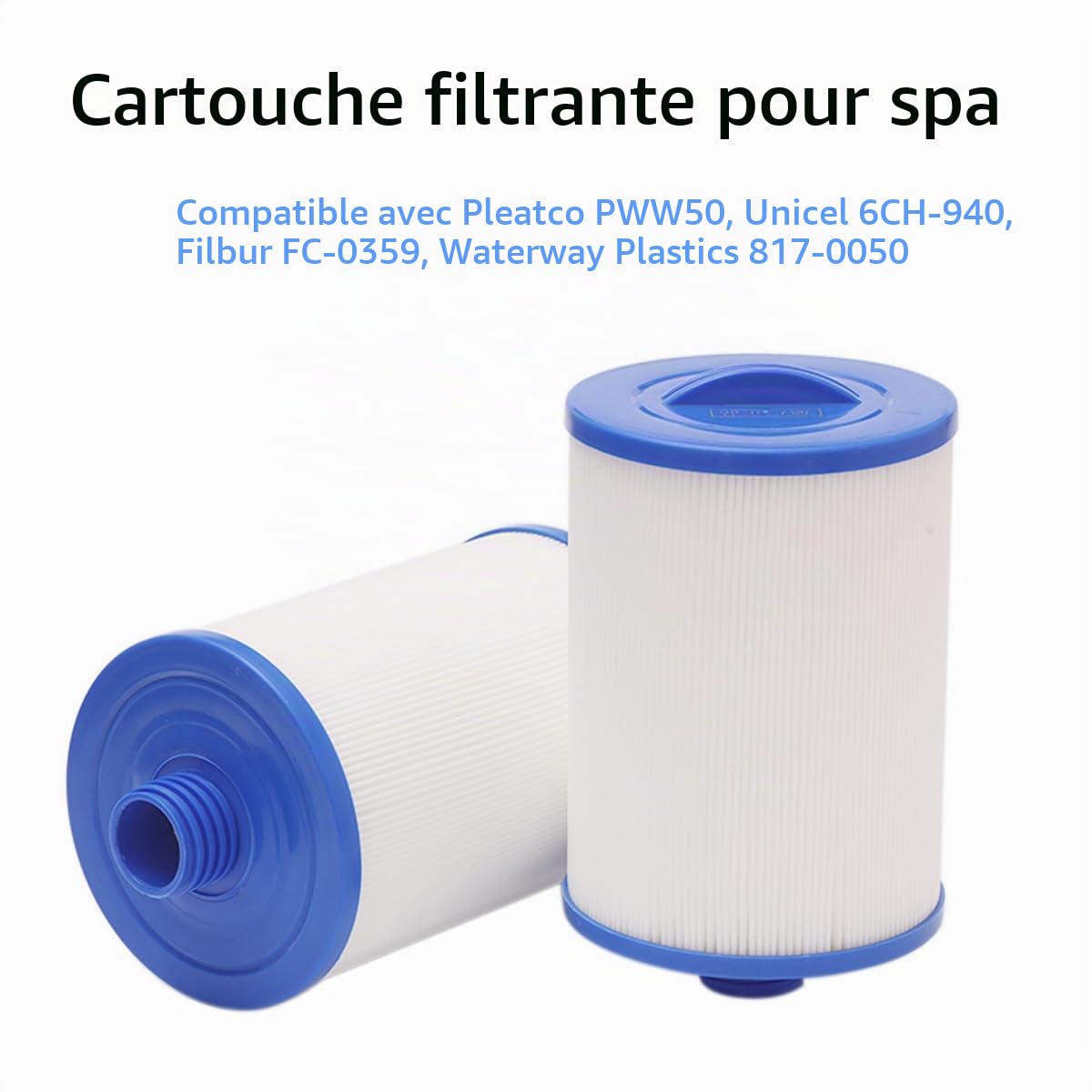 Filtres de Spa, 2Pcs Cartouche de Filtre de Rechange pour Spa Compatible avec Pleatco PWW50, Unicel 6CH-940, Filbur FC-0359, 45 Sq. Ft Cartouche filtrante pour Spa