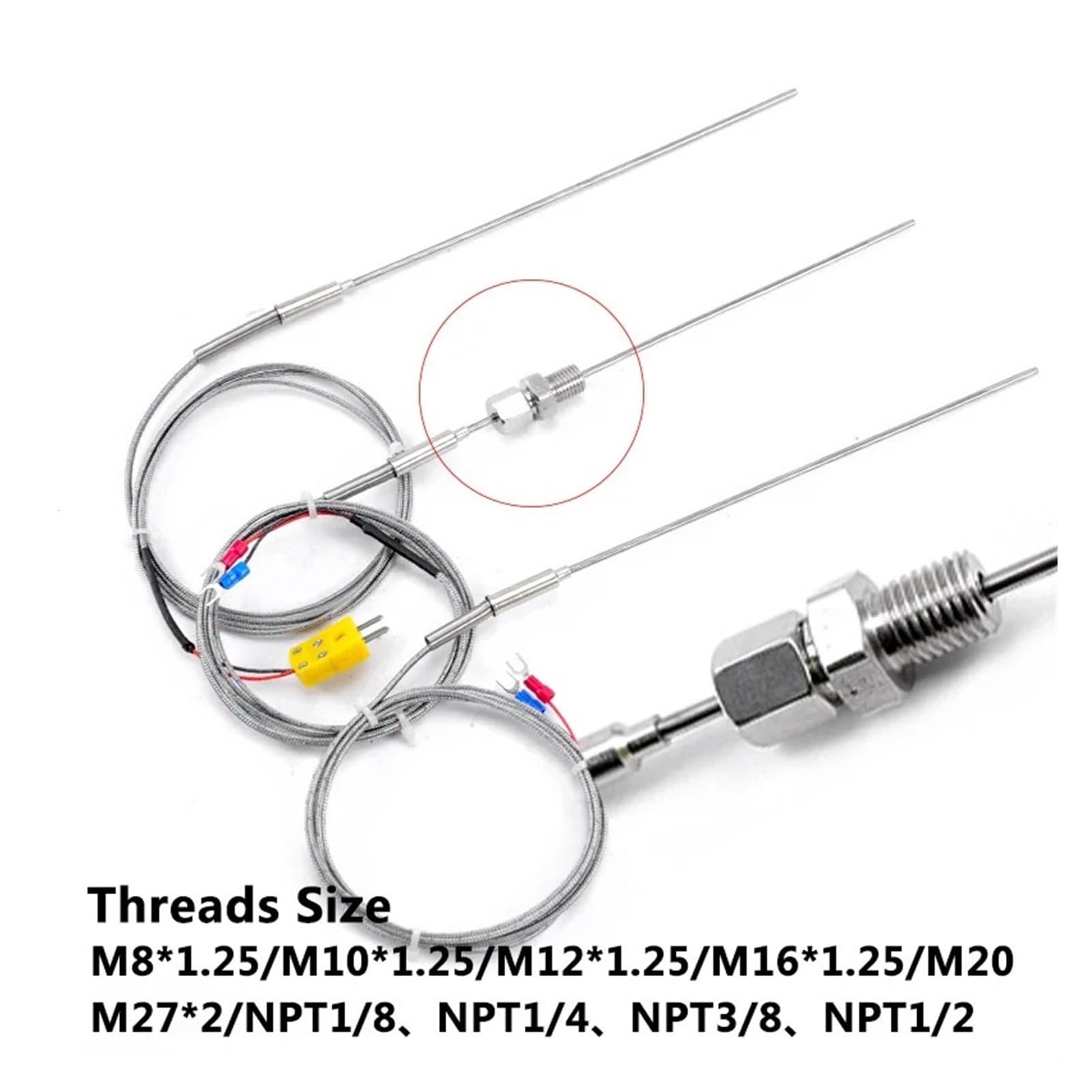 Sensor de temperatura termopar Sonda flexión Flexible tipo PT100/K controlador sin conexión a tierra enfundado(K- 0.5x300mm-1m)