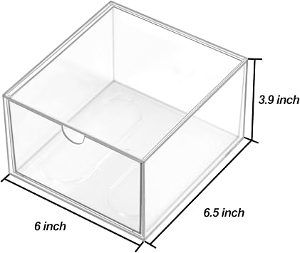 Clear Drawer, Arclic Box, Makeup Organizer Container, 6,5 Storage Drawer for Bathroom Dresser Vainty, Tissue Dryer Sheet Holder Disposable Face Towels Organizer, Light Gray