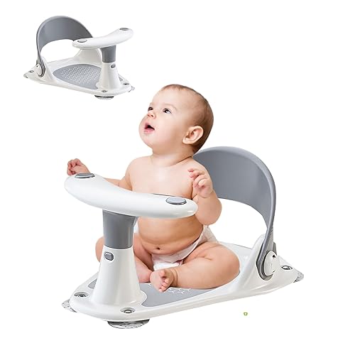 Asiento de baño para bebé con termómetro de agua para baño de bebés, asiento de bañera antideslizante para bebé, asiento de bañera plegable portátil