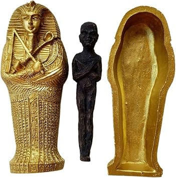 Leadigol صندوق التابوت المصري الملك المصري فرعون التابوت التابوت مع تمثال المومياء مجموعة علامة مميزة نحت تاريخي هالوين ديكور   