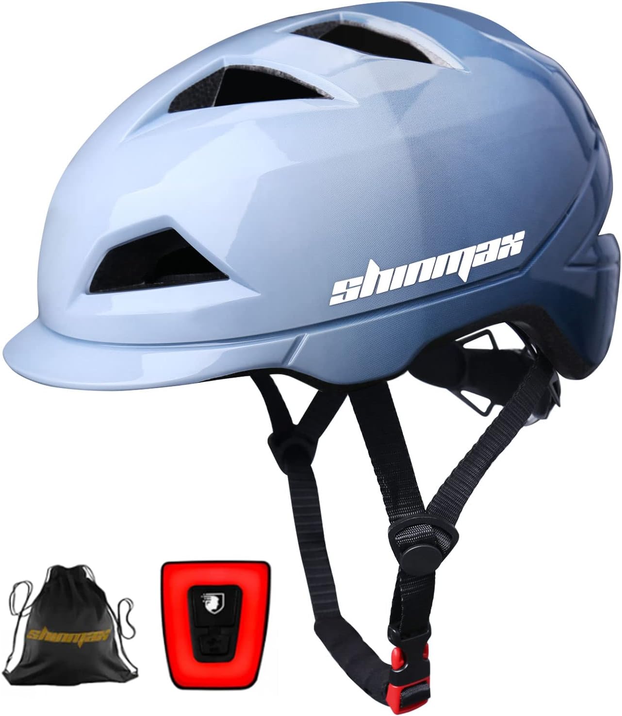 Bike Helmet,Shinmax Bicycle Helmet with USB Rechargeable LED Rear Back Light for Urban Commuter Scooter Lightweight Scooter Adjustable Skateboard Helmet for Men/Women SM-T66 : Sports & Outdoors