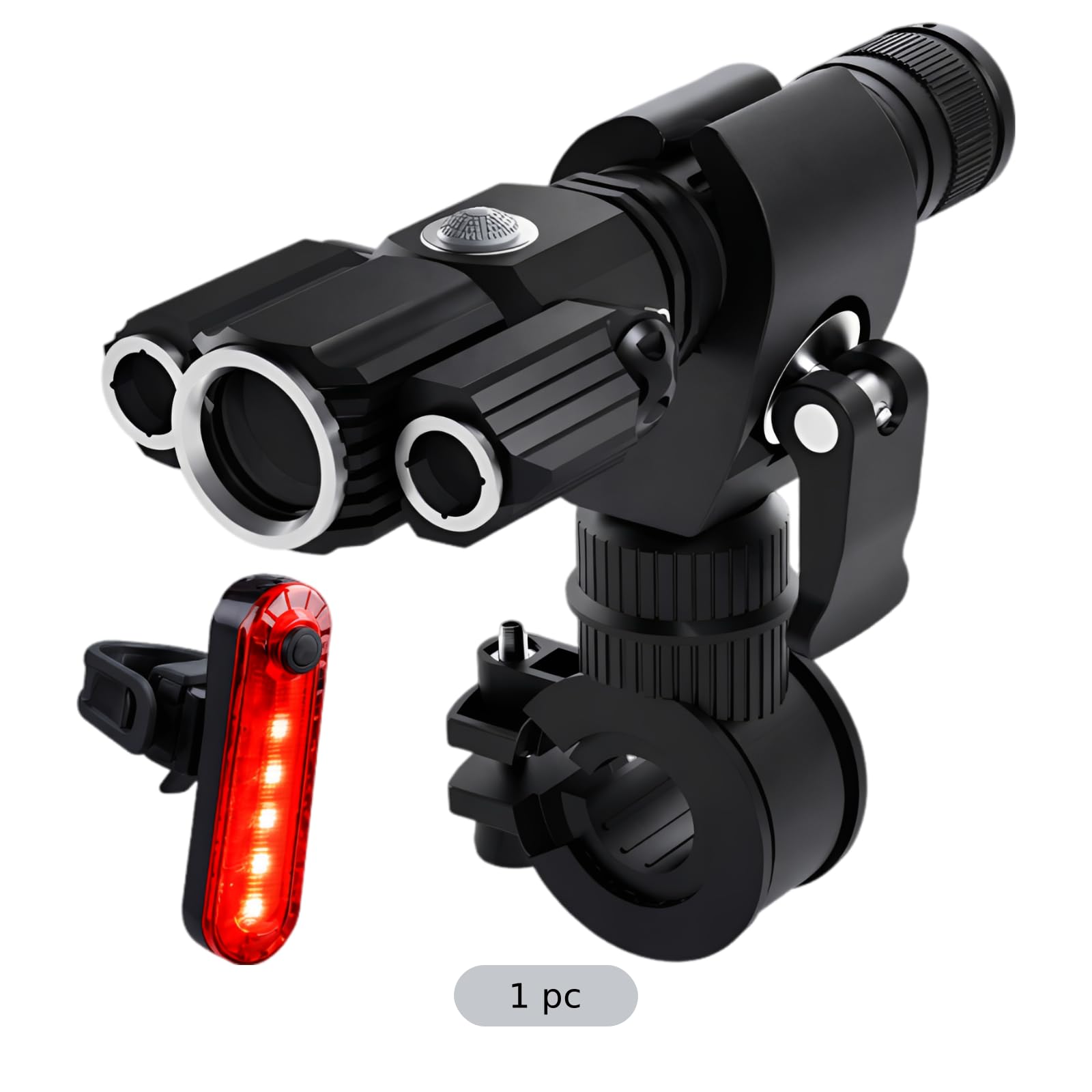 Juego de luces para bicicleta recargables, 3 luces LED superbrillantes con luz trasera, 500 lúmenes, aleación de aluminio, luces de bicicleta para conducción nocturna, 12 horas de funcionamiento, 2