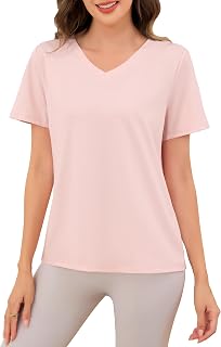 Lovasy Womens Pajama Tops Short Sleeve V-Neck Sleep Shirt Soft Casual T-Shirt Sleepwear Blouse S-3XL