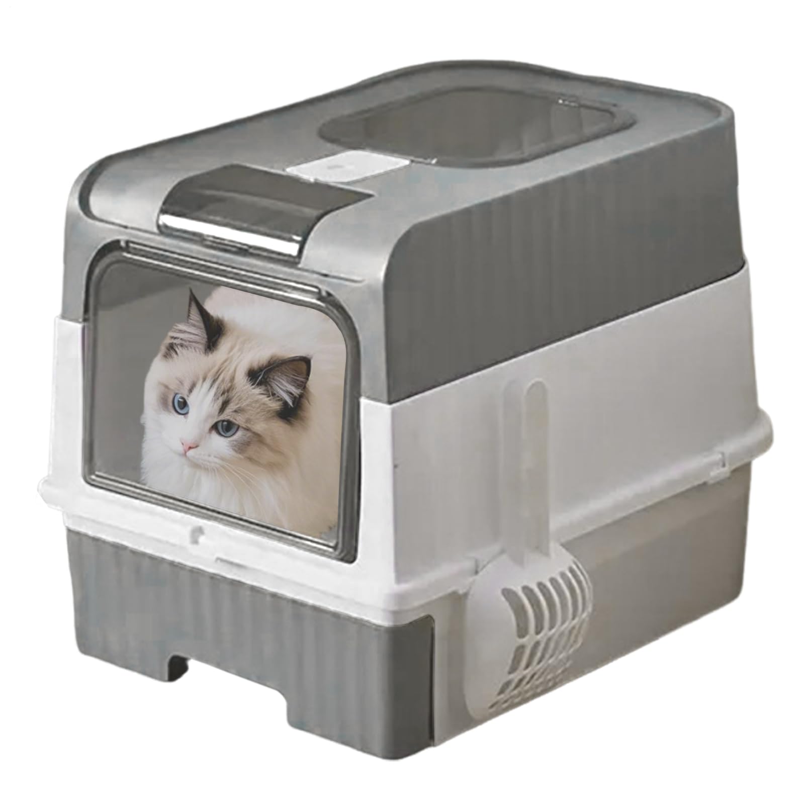 Cassetta Igienica Vaschetta Igienica per Gatti di Taglia Grande | Design Pieghevole con Inclusa per Interni, Angolo e Viaggio, Cabina Chiusa Compatta