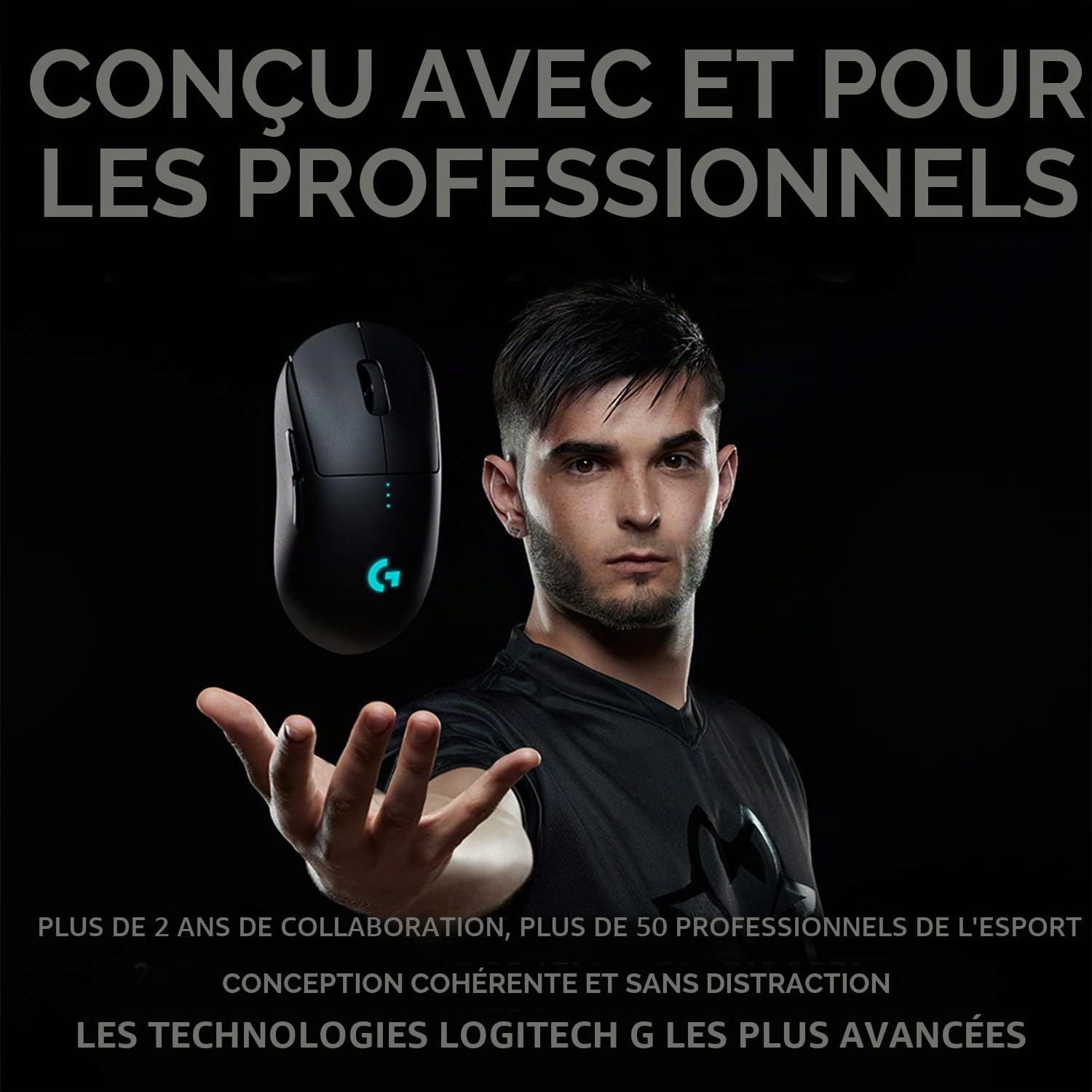 Logitech G PRO Radio-fréquence Souris Gamer sans Fil, Capteur Gaming HERO 25K, 25 600 PPP, RVB, Ultra-Léger, 4 à 8 Boutons Programmables, Batterie Longue Durée, POWERPLAY-compatible, PC - Noire