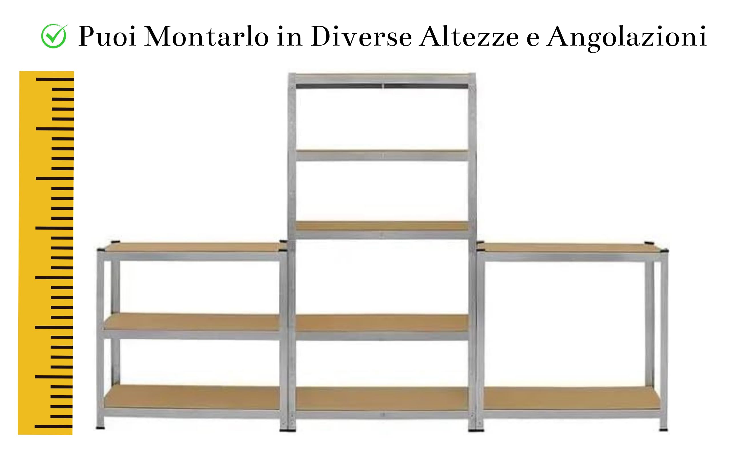 Scaffale In Metallo per Garage Scaffali Ripiani in MDF Scaffalatura Alta Portata Fino a 875 kg 5 Ripiani Regolabili 90 x 40 x H180cm per Box Ripostiglio Officina Cantina Magazzino Modulare (2)