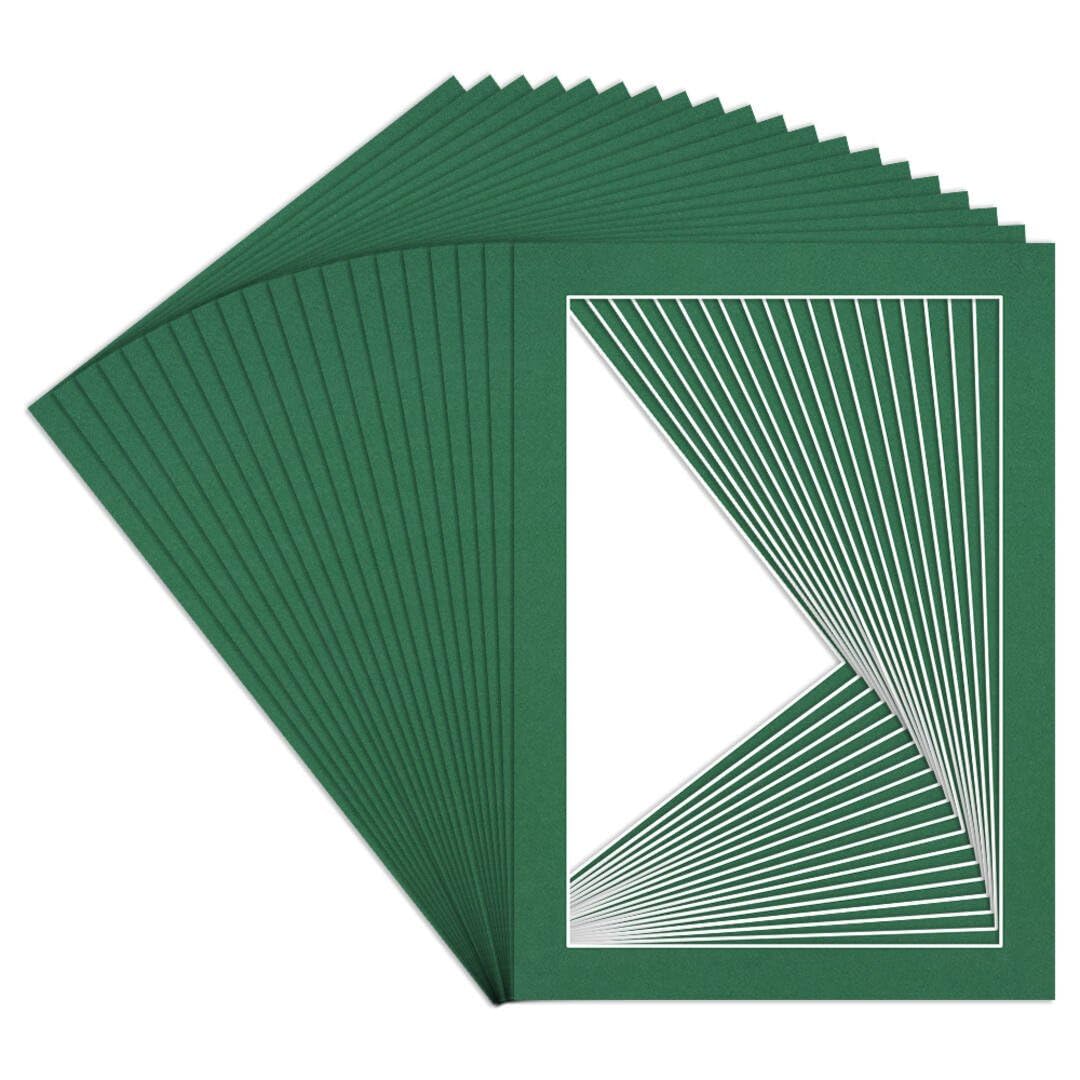 Procut Global 7x5" Emerald Picture Mounts to Fit 6x4" Aperture - Precision Cut Cardboard Photo Mount - Ideal for Frames, Prints, Artwork & Certificates - Sizes & Colours Available - 20 Pack