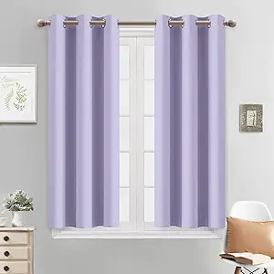 Yakamok Blackout Curtains for Bedroom - Grommet Thermal Insulated Room Darkening Curtains for Living Room, Set of 2 Panels (38 x 45Inch, Lilac)