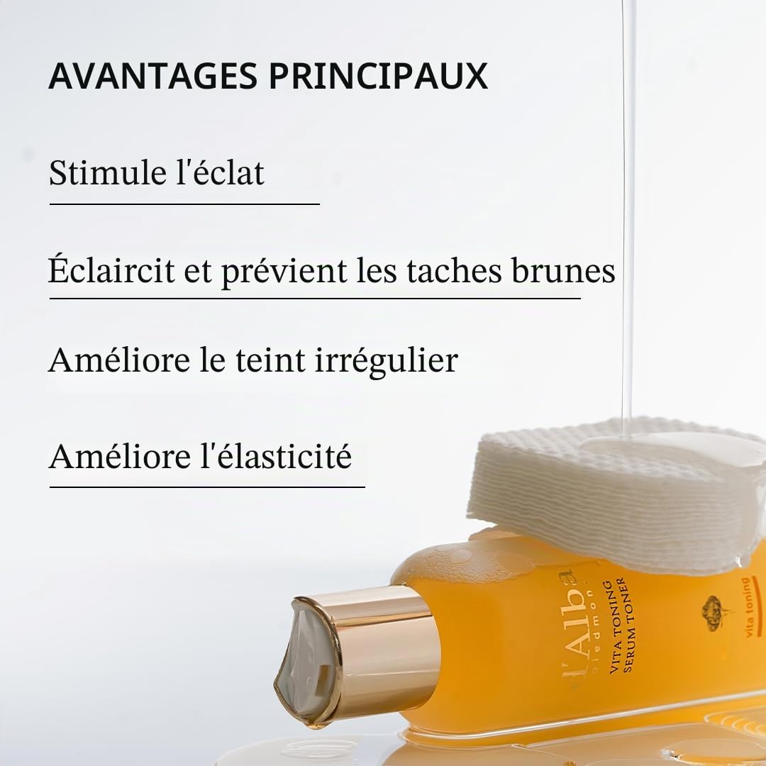 d'Alba Piedmont Vita Toner à la Truffe Blanche, sérum hydratant, Glass Skin avec double vitamine pour le soin de la peau, hydratant visage, soin de la peau coréen (180 ml) (Toning toner)