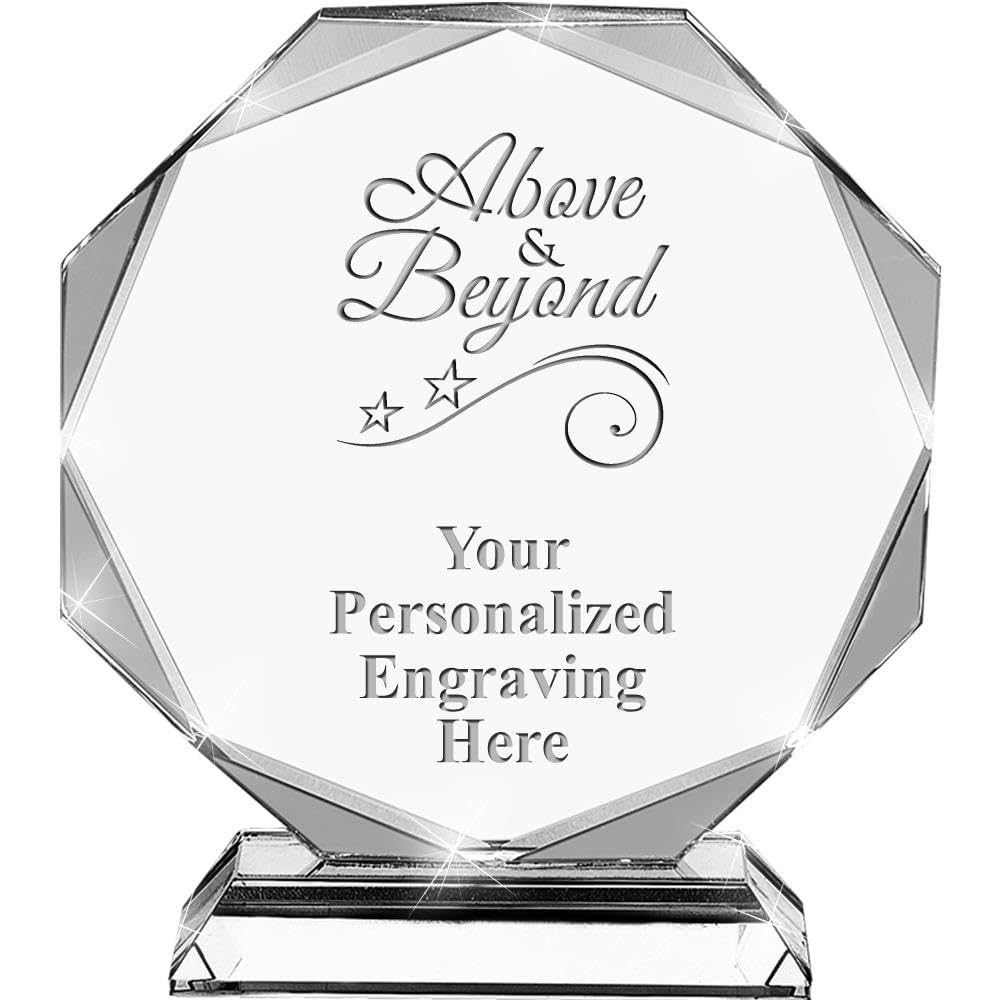 6.75" Custom Crystal Award with Engraving - Personalized Trophy Awards