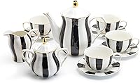 Vista 1 de Grace Teaware - Juego de té de porcelana fina de 11 piezas, color blanco y negro