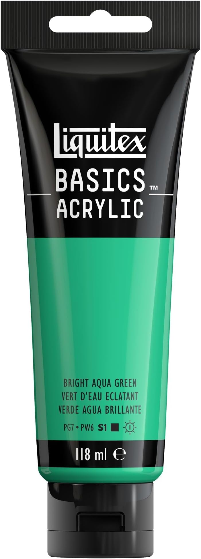 Liquitex 8870036 Basics Acrylic Paint Aqua Green Luminous - 118 ml Tube, Lightfast, Medium Viscosity, Silk Gloss, Mono-pigmented, Archival Quality