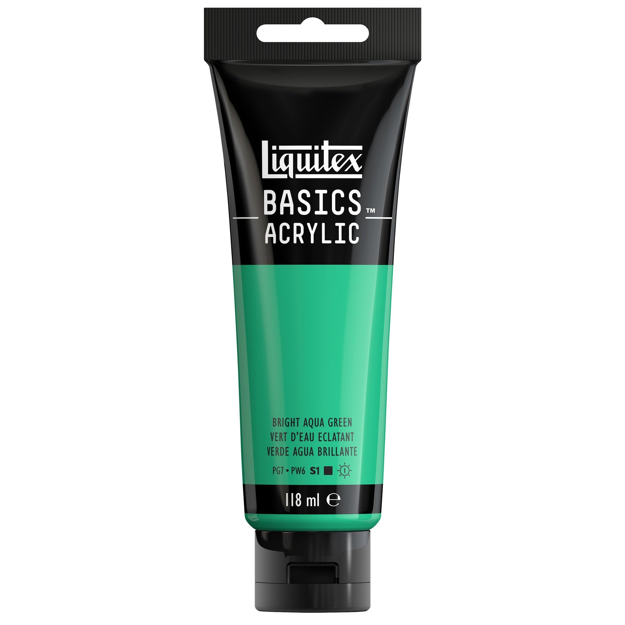Liquitex 8870036 Basics - Peinture acrylique, peinture artistique monopigmentée, résistante à la lumière, qualité archive, finition satinée, tube de 118 ml - Vert D'Eau Eclatant