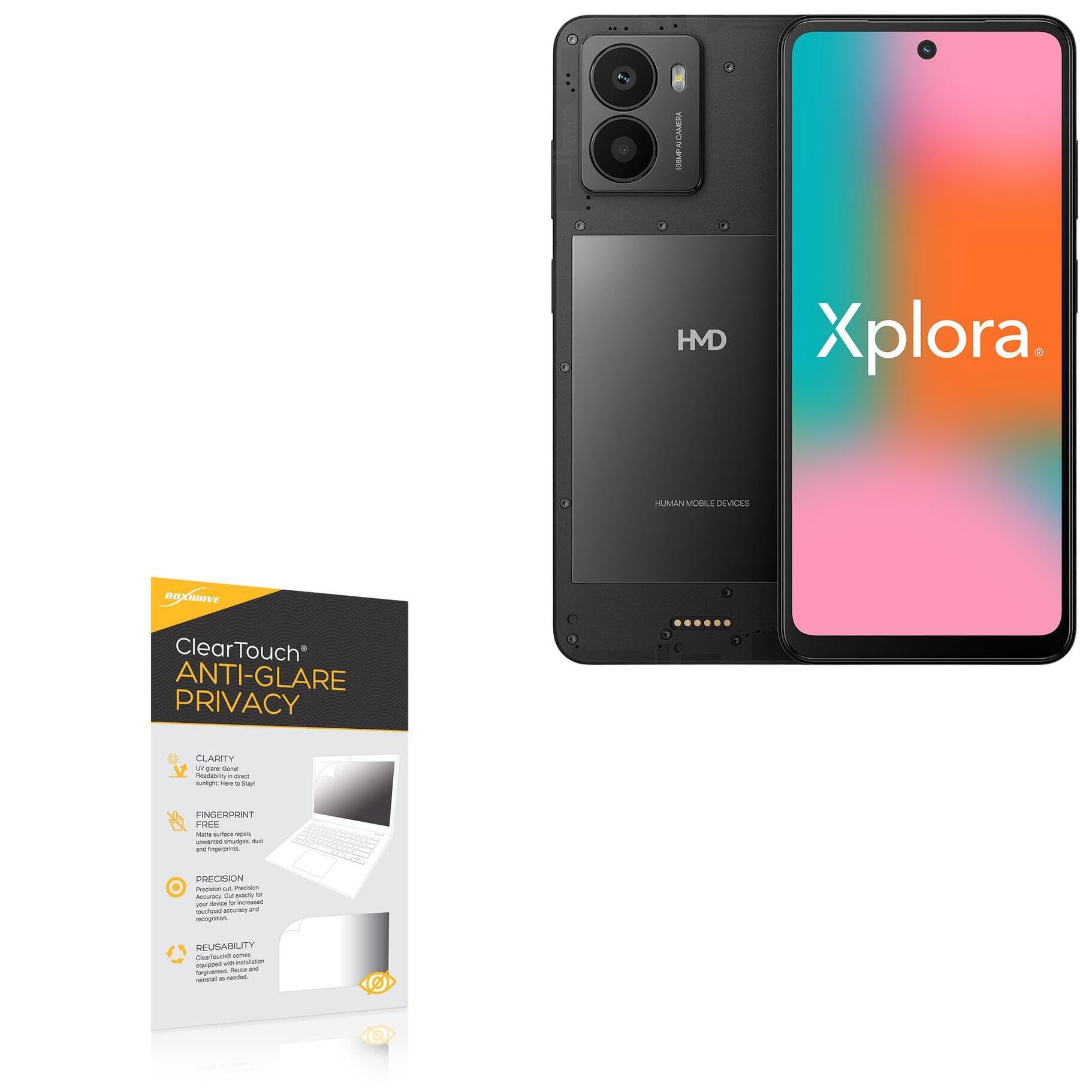 BoxWave Screen Protector Compatible With HMD Fusion X1 - ClearTouch Anti-Glare Privacy (2-Pack), Privacy Screen Protector Flexible Film Anti-Glare