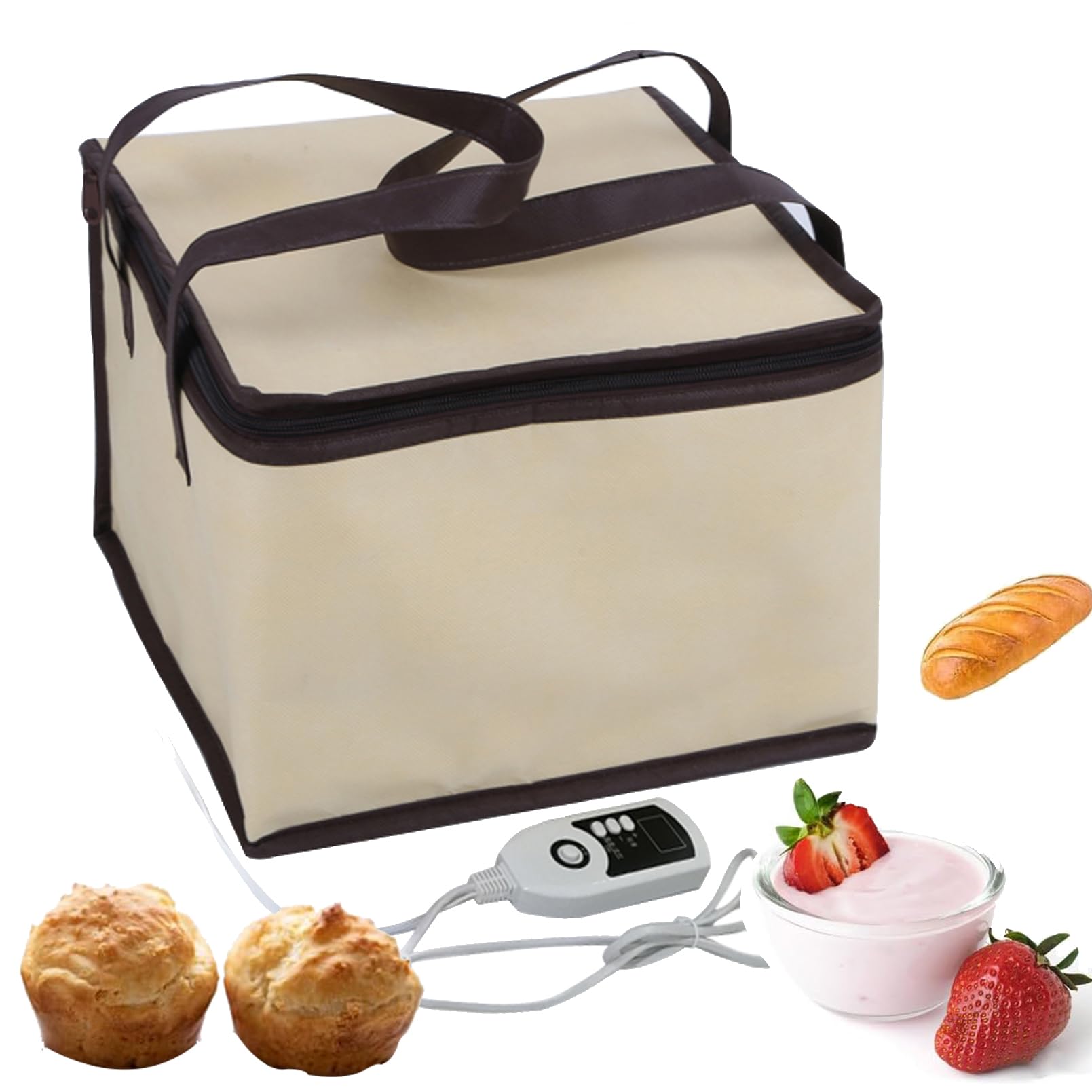 Pudełko do wyrastania ciasta, worek fermentacyjny z kontrolą temperatury 60 ℃, z podkładką grzewczą 3D, do chleba, jogurtu, urządzenia do przygotowywania Natto (M)