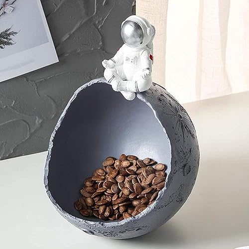 Miniatura 4 de Caja de almacenamiento de estatua de astronauta de resina, cuenco de caramelo de astronauta, soporte para cuenco de almacenamiento de llaves para