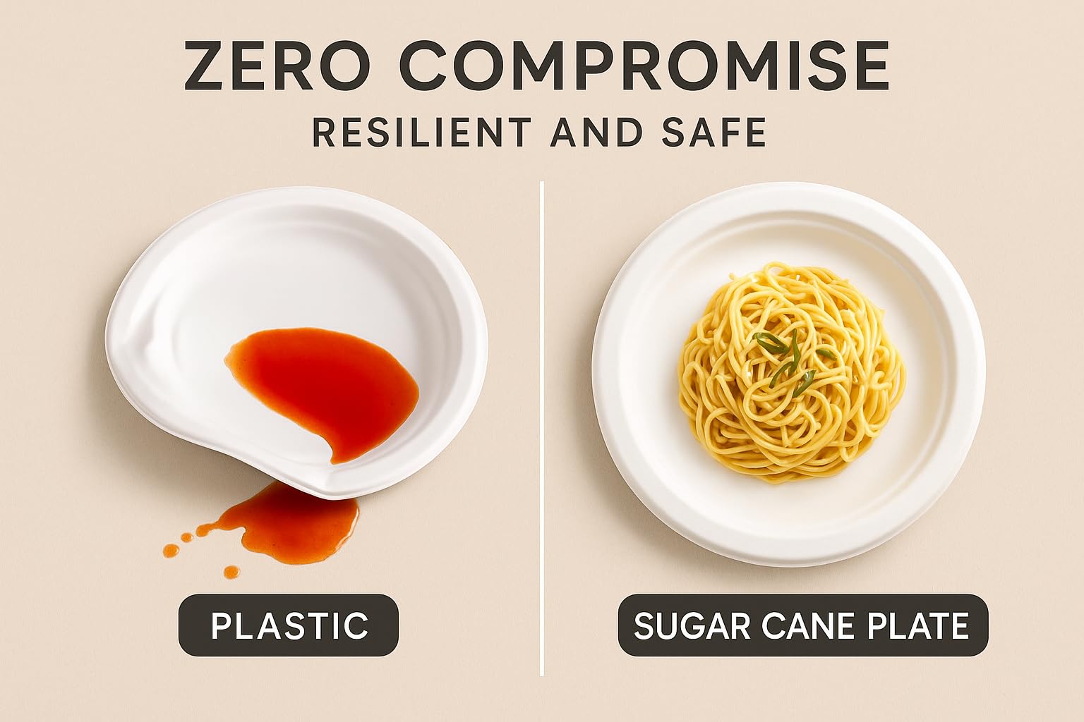 [23cm - 1000 pezzi] Piatti TONDI piani biodegradabili compostabili ecologici in bagassa - usa e getta, resistenti e riciclabili, ideali per feste, catering, eventi