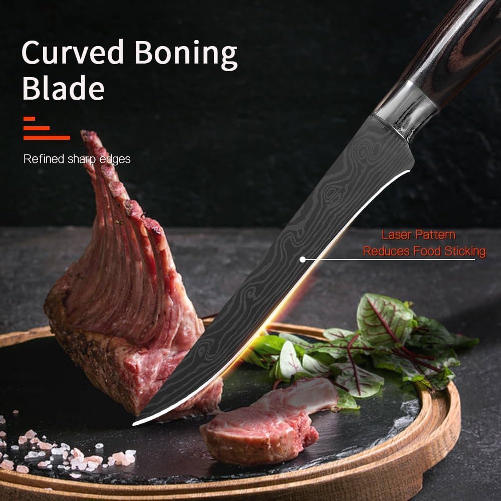 Meat Cleaver,Cleaver Knife 5.5 InchStainless Steel Boning Knife Fish Caving Knife Kitchen Utensil Wood Handle Cutter Knife With Cover