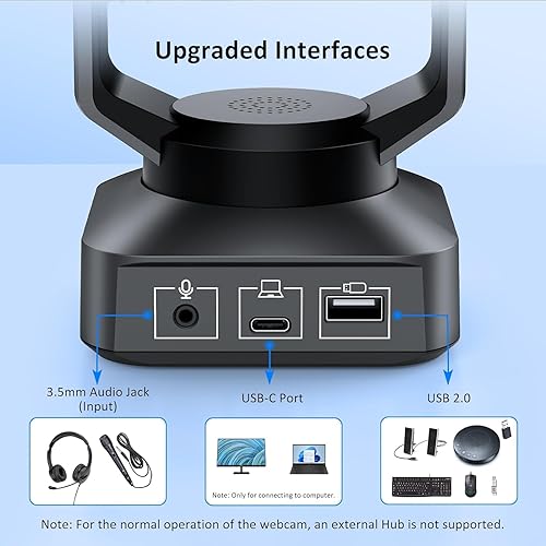 Miniatura 4 de NexiGo Kits de cámara web PTZ 4K, cámara de videoconferencia N990 (Gen 2) con zoom digital 5X, sensor Sony_Starvis, altavoz Bluetooth, altavoz de