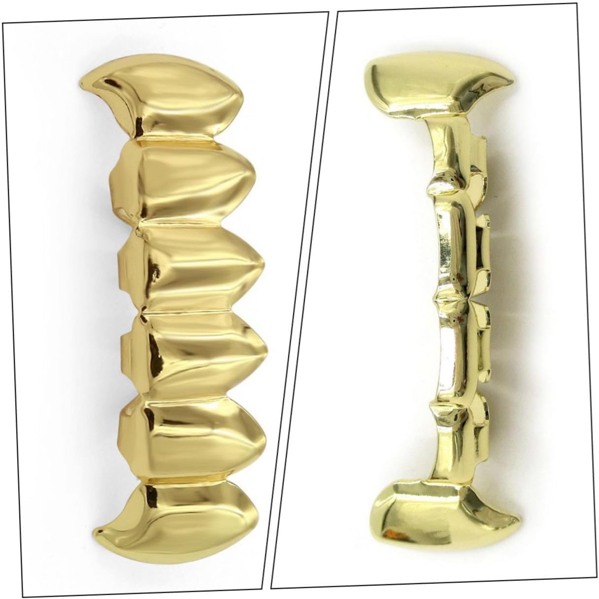 Hip Hop Gold Teeth Grill Set, Fake Gold Teeth Caps for Men, Halloween Costume Accessory, Smooth Surface, Punk Style Dental Jewelry for Party and Cosplay