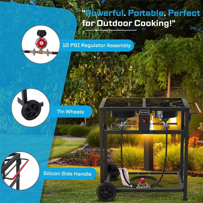 Miniatura 2 de Freidora profunda con estufa de propano de doble quemador al aire libre, 2 ollas de aluminio de 18 cuartos de galón y cestas para freír, 100,000 BTU