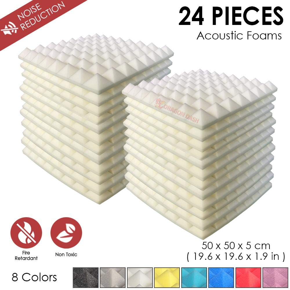 Arrowzoom 24 Panels acustico absorción sonido Pirámide 25x25x5cm Espuma acústica aislamiento acustico estudio de grabación Casas Estudios Azulejos Incombustibles Insonorizados AZ1034 PERLA BLANCA — view 24