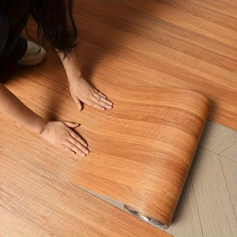 Image of Self-Adhesive Vinyl Flooring & Walls Covering, Waterproof, Removable Oil-Resistant Floor Sticker,Peel Stick Wallpaper for Kitchen Living Room Floor Stickers (Brown, 60 x 121 cm)
