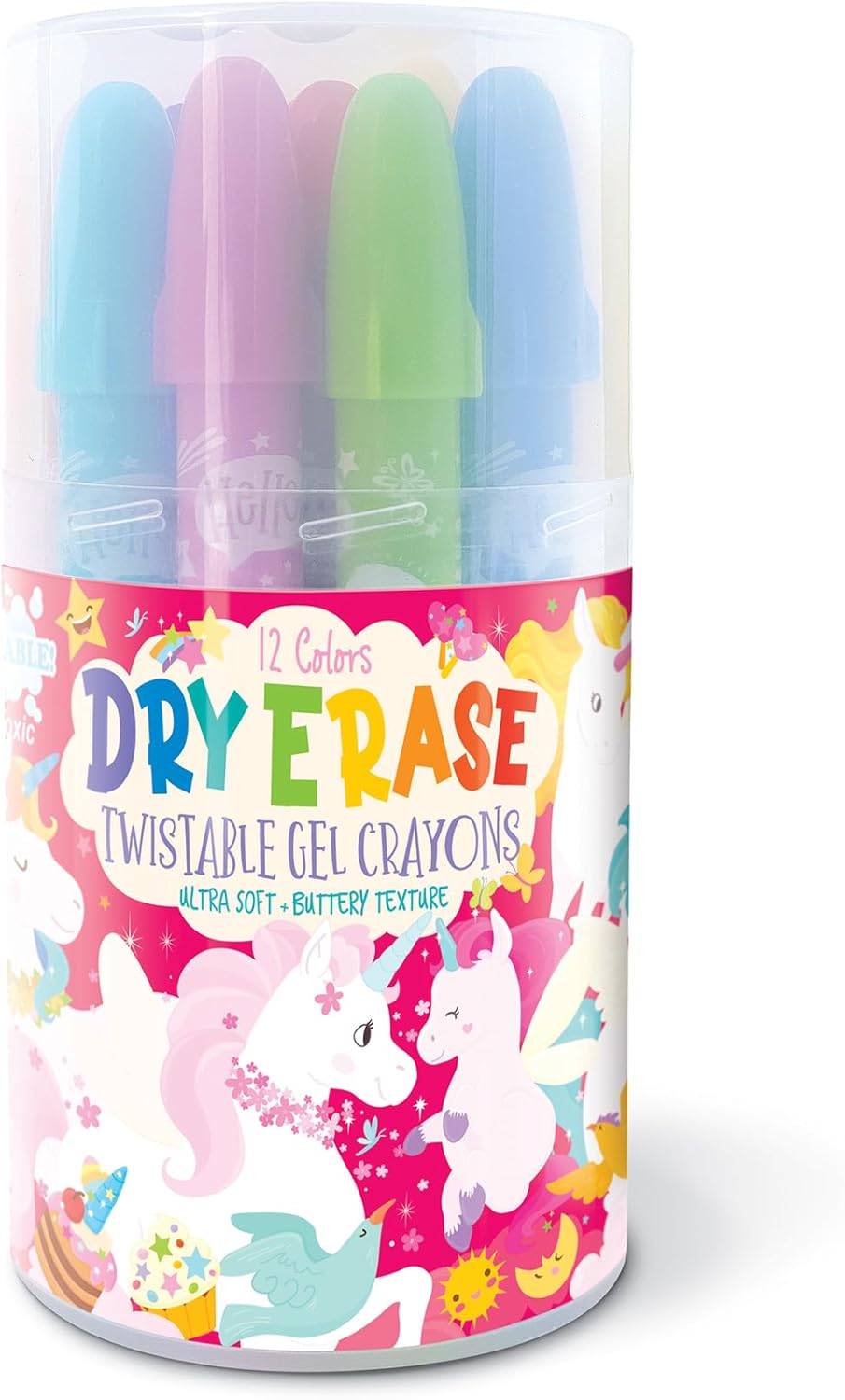 The Piggy Story Dry Erase Twistable Gel Crayons, Tube of 12