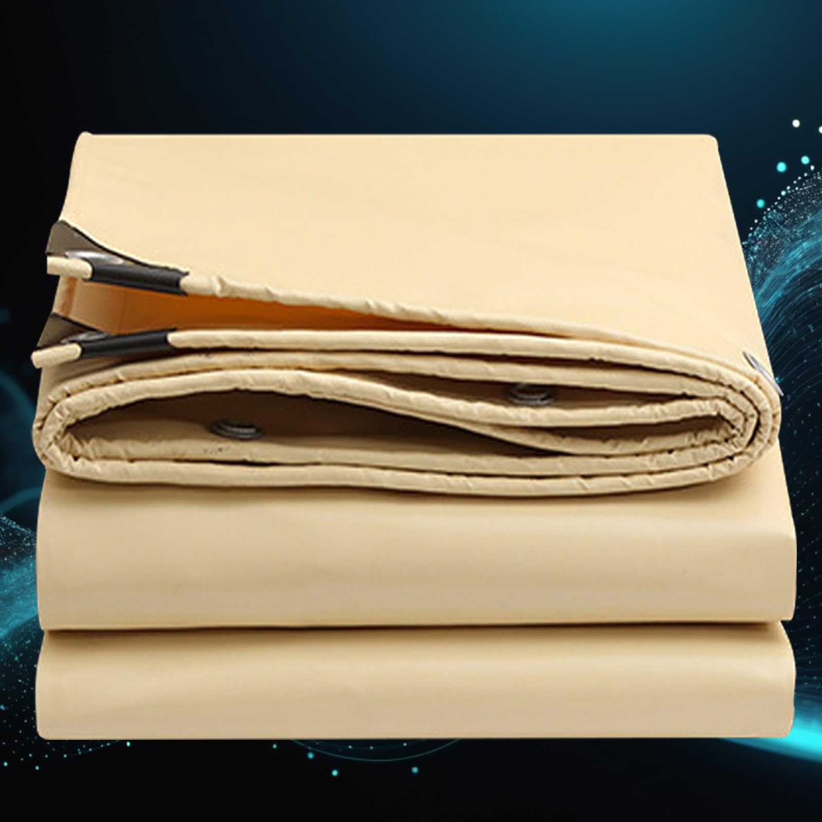 Blue Tarpaulin Waterproof 2.4 x 4 m Waterproof/Uv Resistant/Easy Foldable UV Resistant Ground Sheet for Indoor and Outdoor Protection, Beige