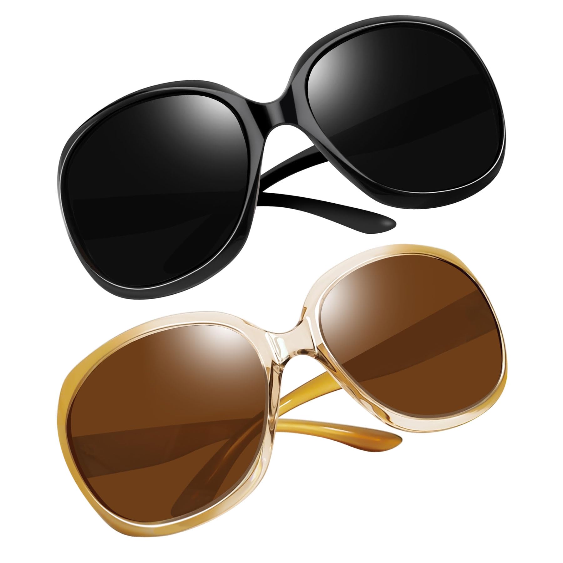Joopin 2 Pares Polarizadas Gafas de Sol Mujer Grandes Modernas Elegantes UV400 Protección